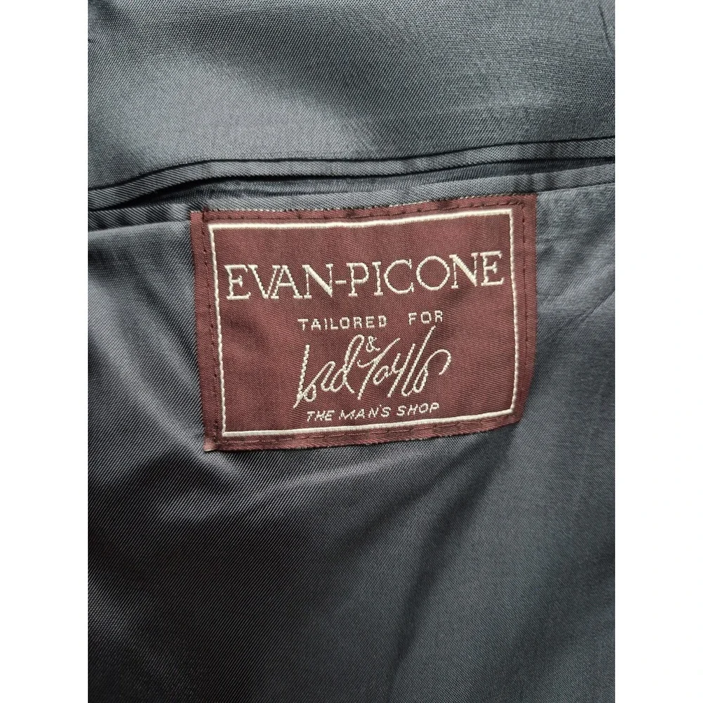 Vintage Evan Picone Mens Double Breasted Sport Coat 40R Gray Plaid Wool USA